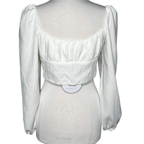 Princess polly Ariah On or Off Shoulder Long Blouson Sleeve Crop Top Blouse NWT - Picture 3 of 4